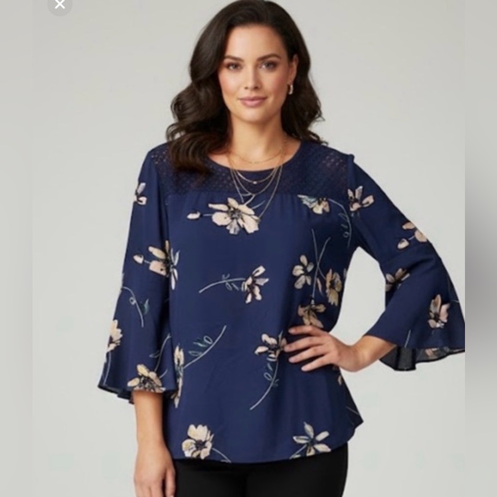 Van Heusen Navy Floral Blouse